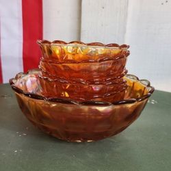 Vintage Carnival Glass 7  Piece Berry Bowl Set 🍓🫐