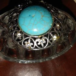 Faux Turquoise pendant/silver Chain