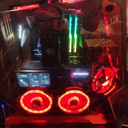 KEDIERS PC Case - ATX Tower Tempered Glass Gaming Computer Open Frame Case with 7 RGB Fans,C570
