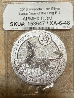 2018 1oz Rwanda Lunar Year Of The Dog Silver Coin