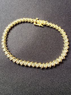 14K Yellow Gold Diamond Tennis Bracelet