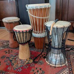 Individually Djembe Drums & Steel Talking Drum With Beater