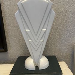 Vintage 1980’s Art Deco Style Porcelain Fan Vase