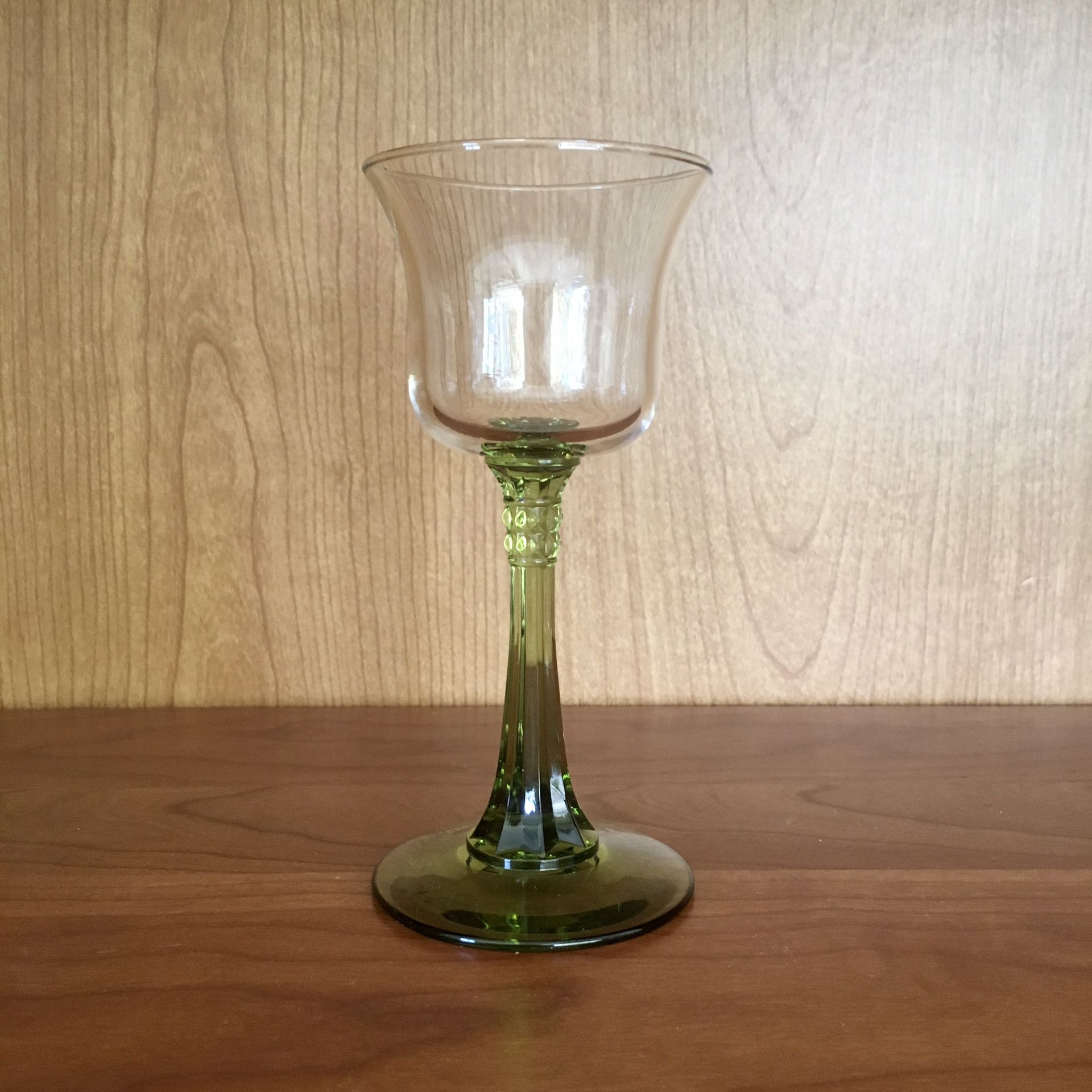 Vintage green glass glassware stem Candle Holder V