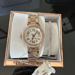 Brand New Michael Kors, Watch And Bracelet Set In Rose Gold