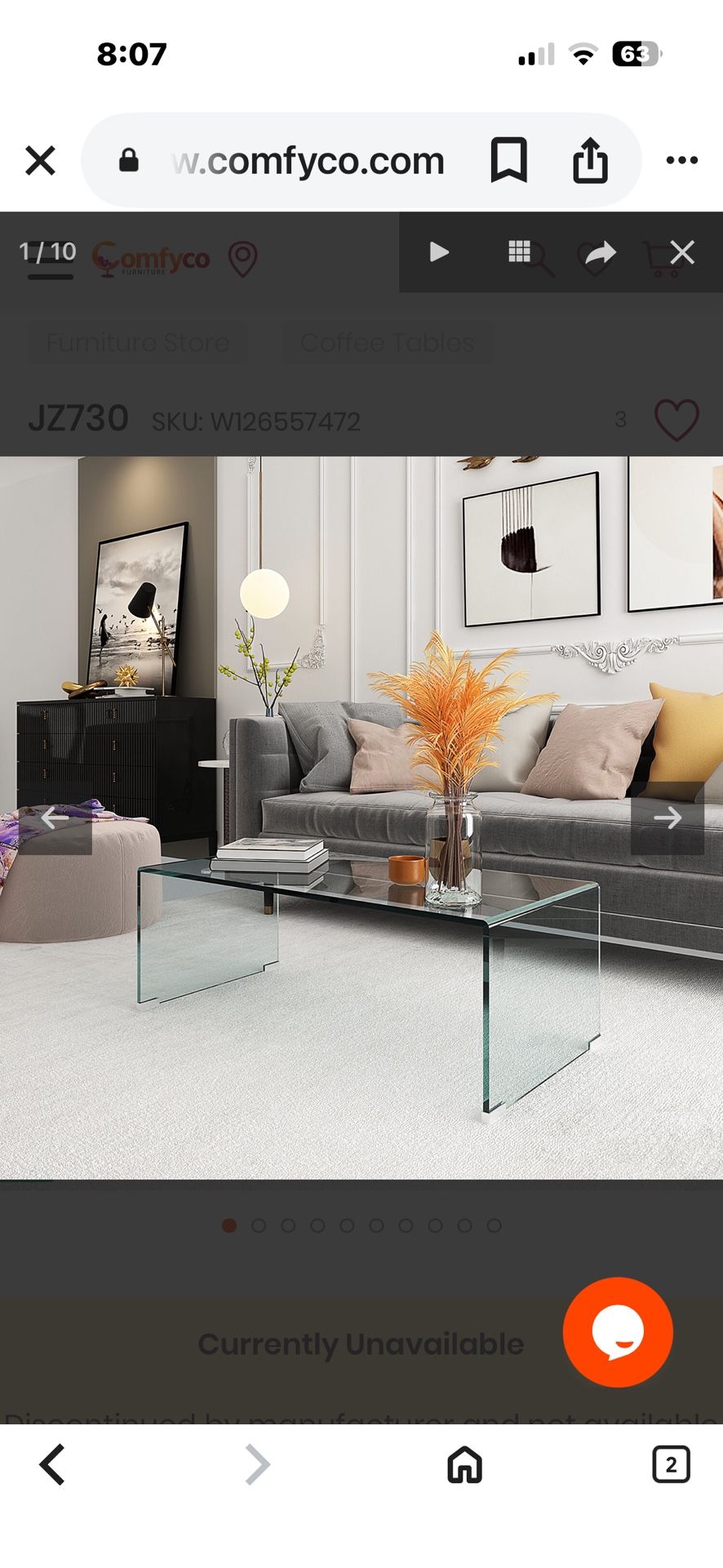 Beautiful JZ730 clear tempered glass coffee table - ComfyCo Furniture Tempered Glass 12 MM NEW/BOX