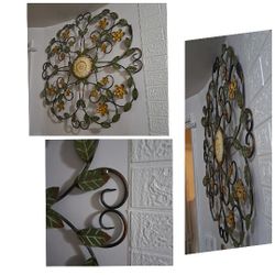 Floral Iron Wall Art 34" X 34" Indoor / Outdoor Decoration, Cast Iron