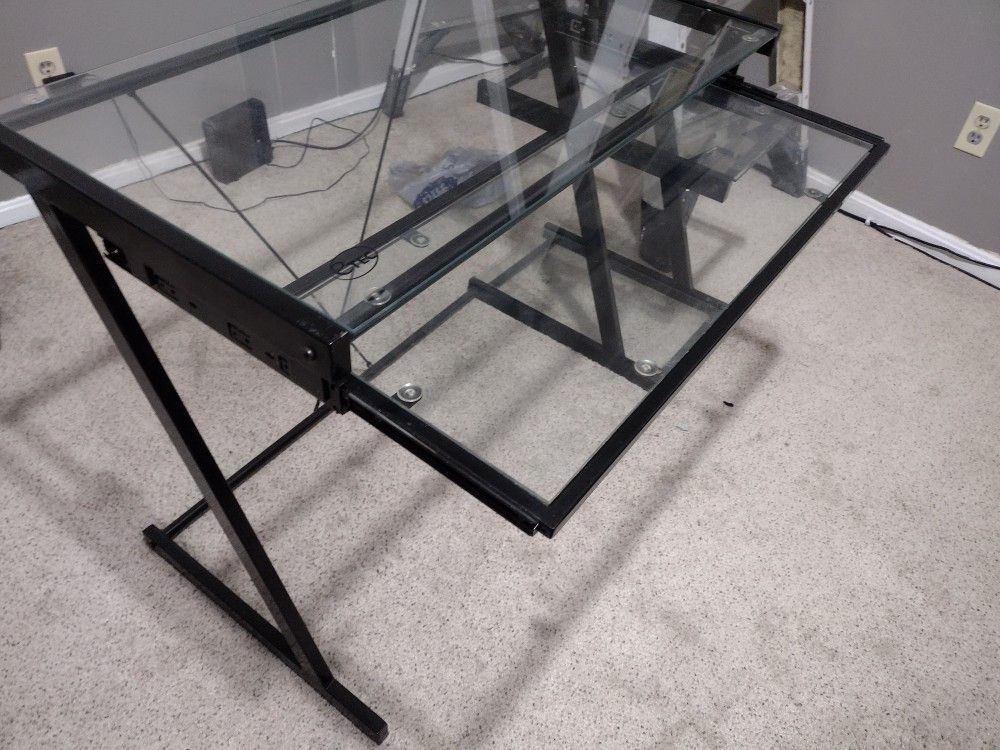 Glass Top Computer Desk 