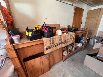 Wooden Workbench with Cabinet Storage