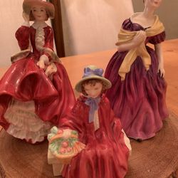 Royal Doulton “Pretty Ladies” Three Bone China Figurines