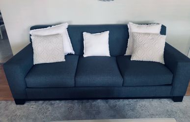 Blue Fabric 3-Seat Sofa