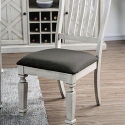 Dave Antique White Cushioned Farmhouse Dining Chair (Set of 4)