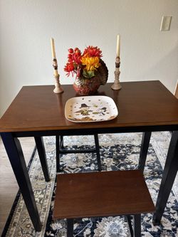 Sauder Kitchen Dinning Table Set For Syrup Apartment 3 Piece Table With 2 Stools High top