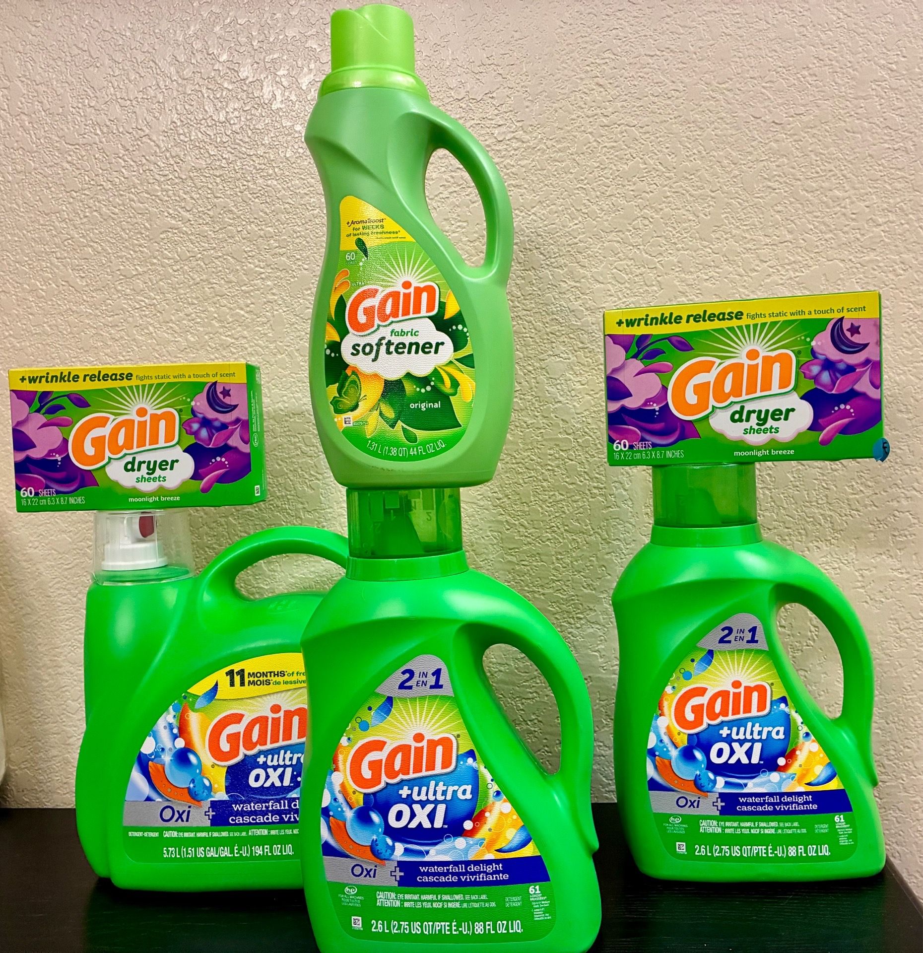 $44 Gain laundry detergent bundle (1) 134 loads (2) 61 loads- Temecula near the mall