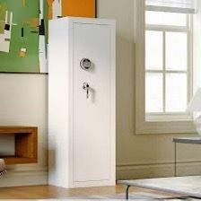 white KAER rifle safe/gun cabinet