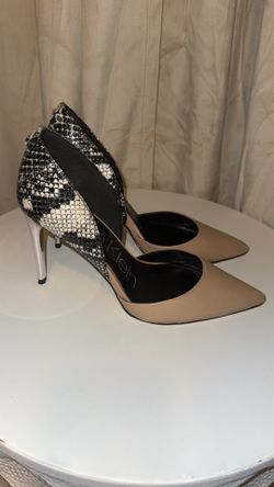 Calvin Klein Sebrina Nappa/Snake D'Orsay stiletto heel size 8