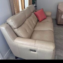 Beautiful Elegant Modern Italian Leather All Electric Powered Double Recliner Sofa