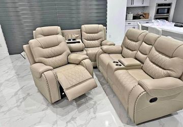 3- Pieces toffee color leather Power Recliner Sofa set