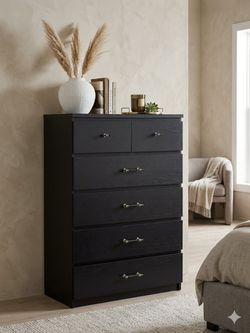 Modern Espresso Black 5-Drawer Dresser / Chest of Drawers