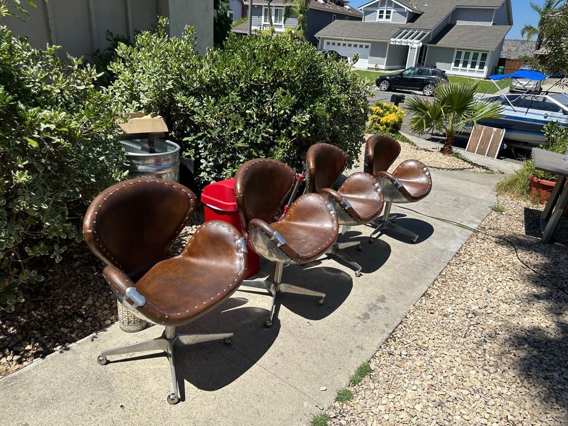 Restoration Hardware Aviator Leather Swan Chairs
