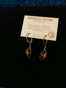 Silver and Amber earrings