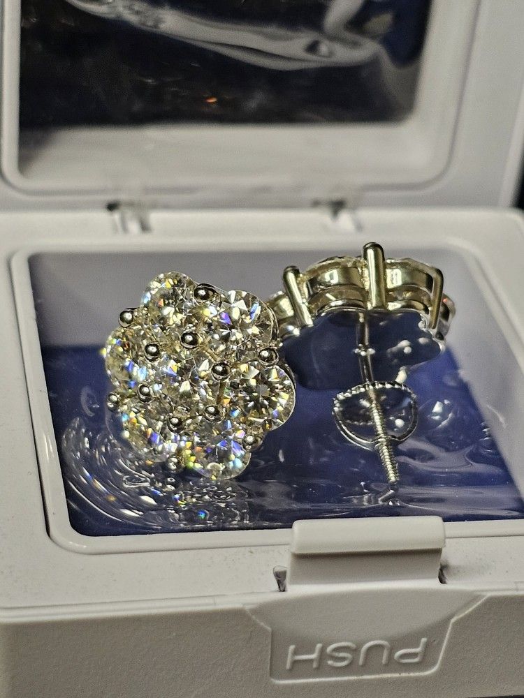 15mm Flower Cluster Moissanite Earrings