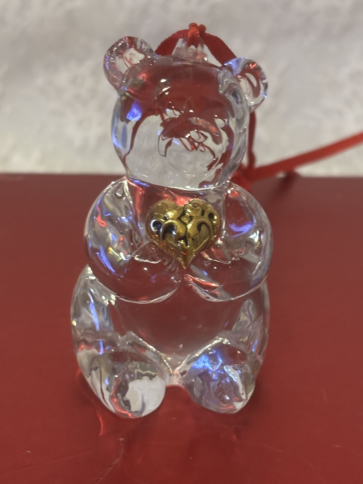 Crystal Bear With Goldtone Heart Ornament. Made In Germany