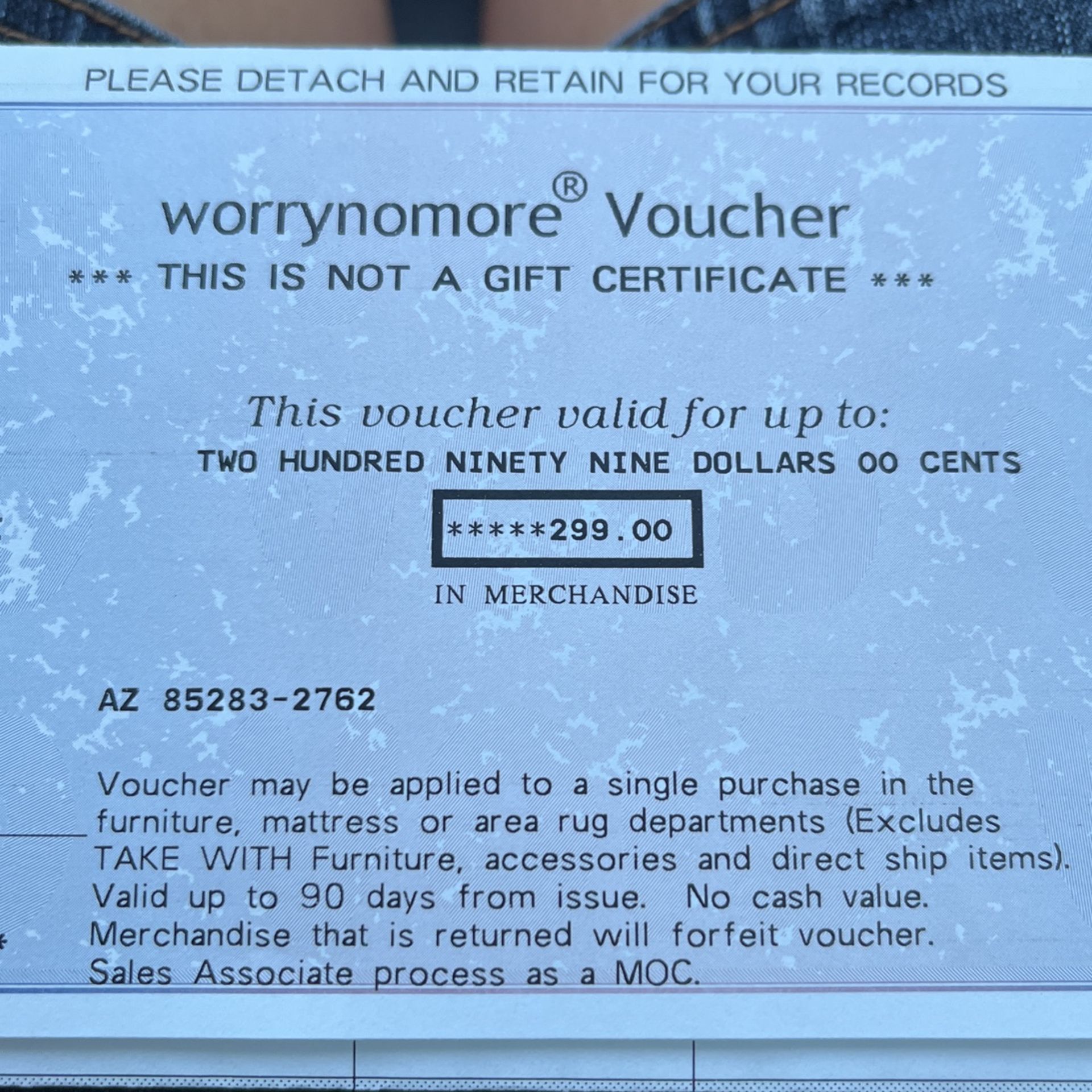 Macy’s Furniture Merchandise Voucher