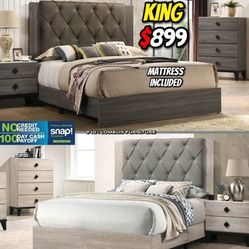 4pcs King Bedroom Set With Ortho Mattress Included 