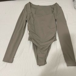 Brown Long Sleeve Bodysuit 