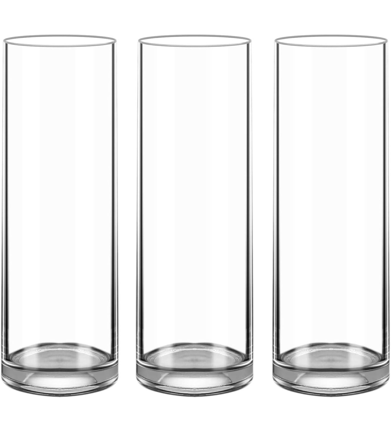 Glass Cylinder Vase 12 Inch High,Keketin Clear Glass Vase 3 Pack,Flower Vase for Table Centerpieces,Decor,Wedding Favors(4" W x 12" H)