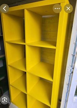IKEA kallax yellow bookshelf cabinet