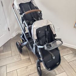 UPPAbaby Vista V2 Stroller / Convertible Single-To-Double System / Bassinet, X2 Toddler Seat,  Greyson