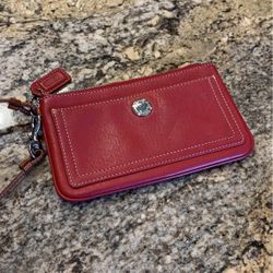 Red Leather Coach Purse Bag 