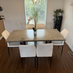 ZckyCine Modern Mid-Century Extendable Dining Table Set