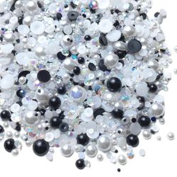 Jmassyang 100g Mix Resin Rhinestones Black And White
