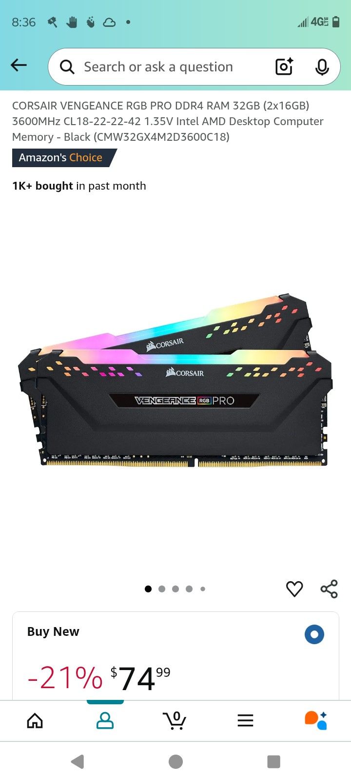 4 Sticks Ddr4 RGB Ram