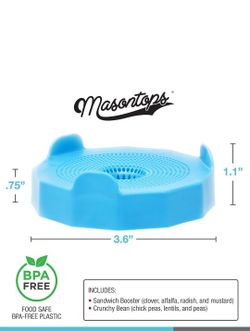 Masontops Bean Screen Sprouts Growing Kit - Sprouting Lids & Sprout Mixes Microgreens Growing Kit - Sprouting Kit Wide Mouth Mason Jar Strainer Lid