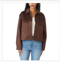 Steve Madden ladies faux fur suede cropped jacket