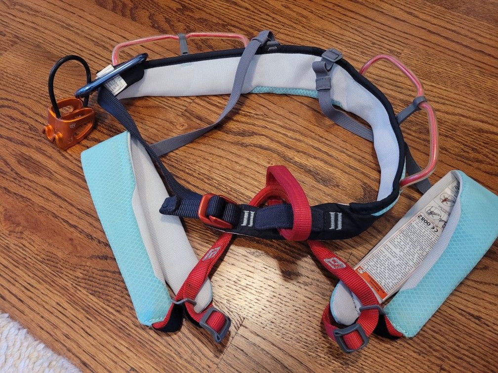Black Diamond Harness + ATC Belay Device + Carabiner