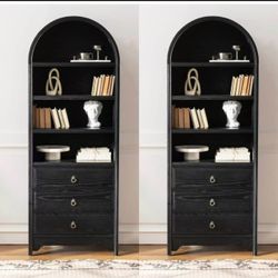 2Pc 71" Wood Arched Bookcase with 3
Drawers, Tall Display Cabinet for Living Room, Vintage Storage
Cabin