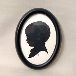 Vintage Black And White Cut Out Silhouette Profile Oval Frame Made In Finland
