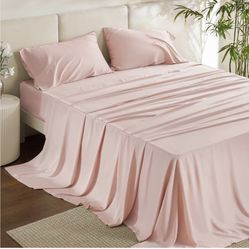 Queen Sheets, Rayon Derived from Bamboo, Queen Cooling Sheet Set, Deep Pocket Up to 16", Breathable & Soft Bed Sheets, Hotel Luxury Silky Bedding Shee