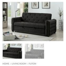 Dark Gray Futon Sofa With Pullout 