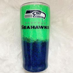 20 oz custom ombré Seahawks tumbler