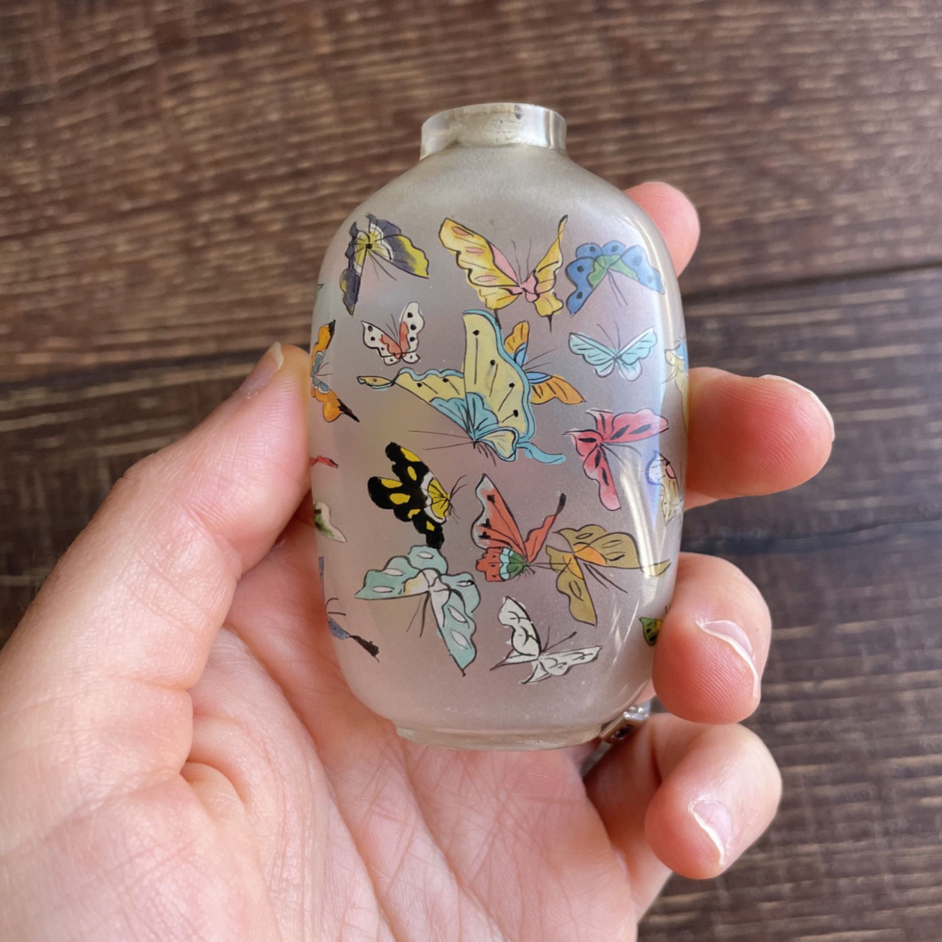 Antique Chinese Reverse Glass Painted Snuff Bottle 