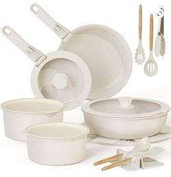 Astercook 20-Piece Pots and Pans Set, Ceramic Nonstick Cookware Set with Detachable Handles