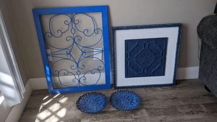 Blue Wall Decor Set of 4