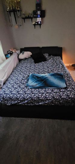 Modern Upholstered Bed Frame with LED Lighting
