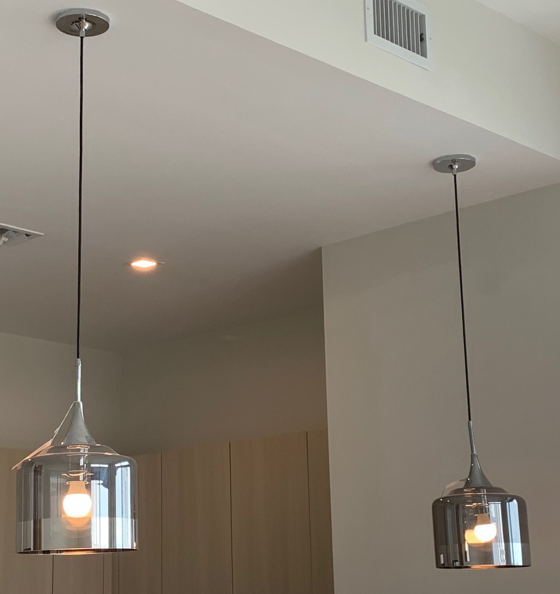 2 NEW Tabot 1 light Glass Pendant Chrome